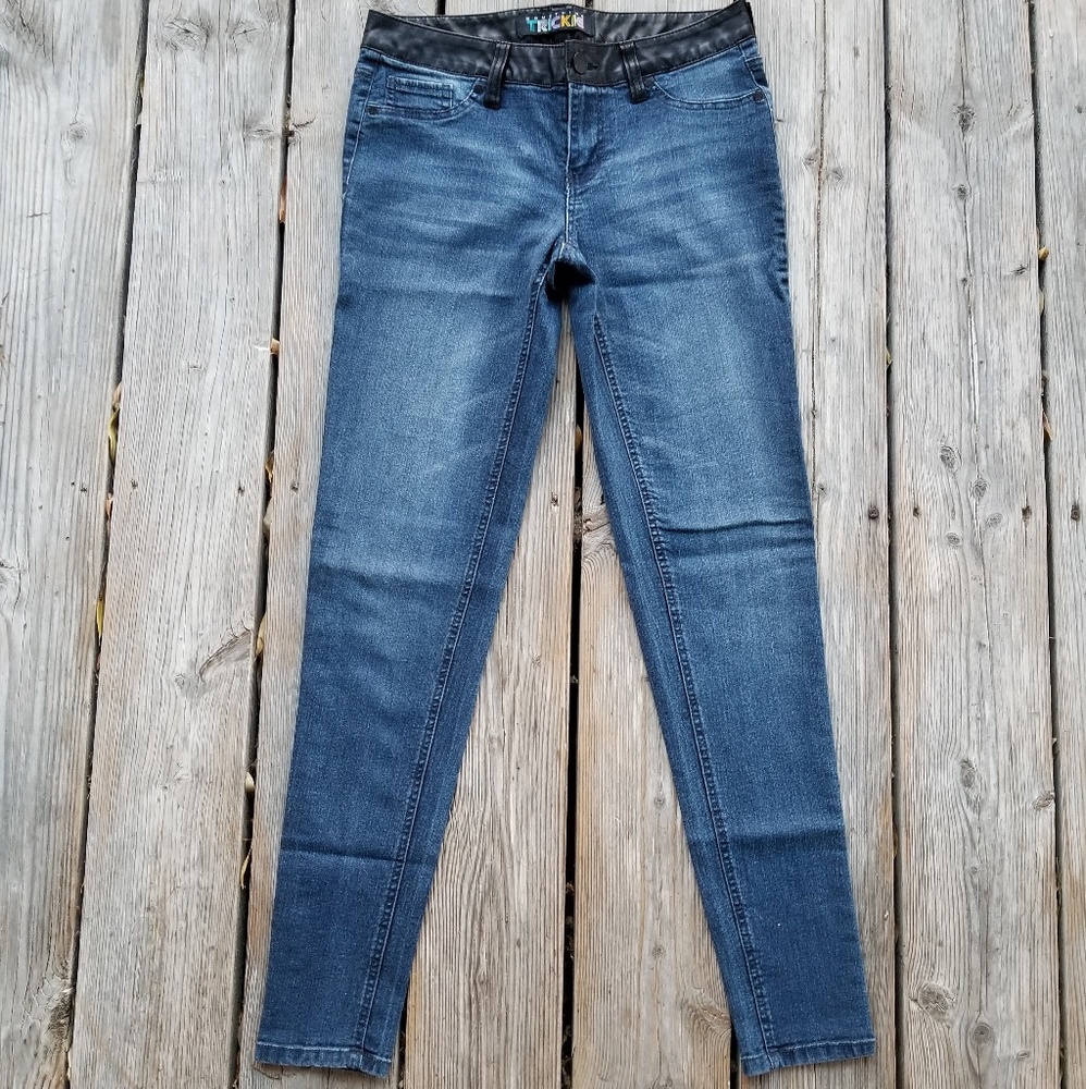 Faux Leather Detailed Skinny Jeans